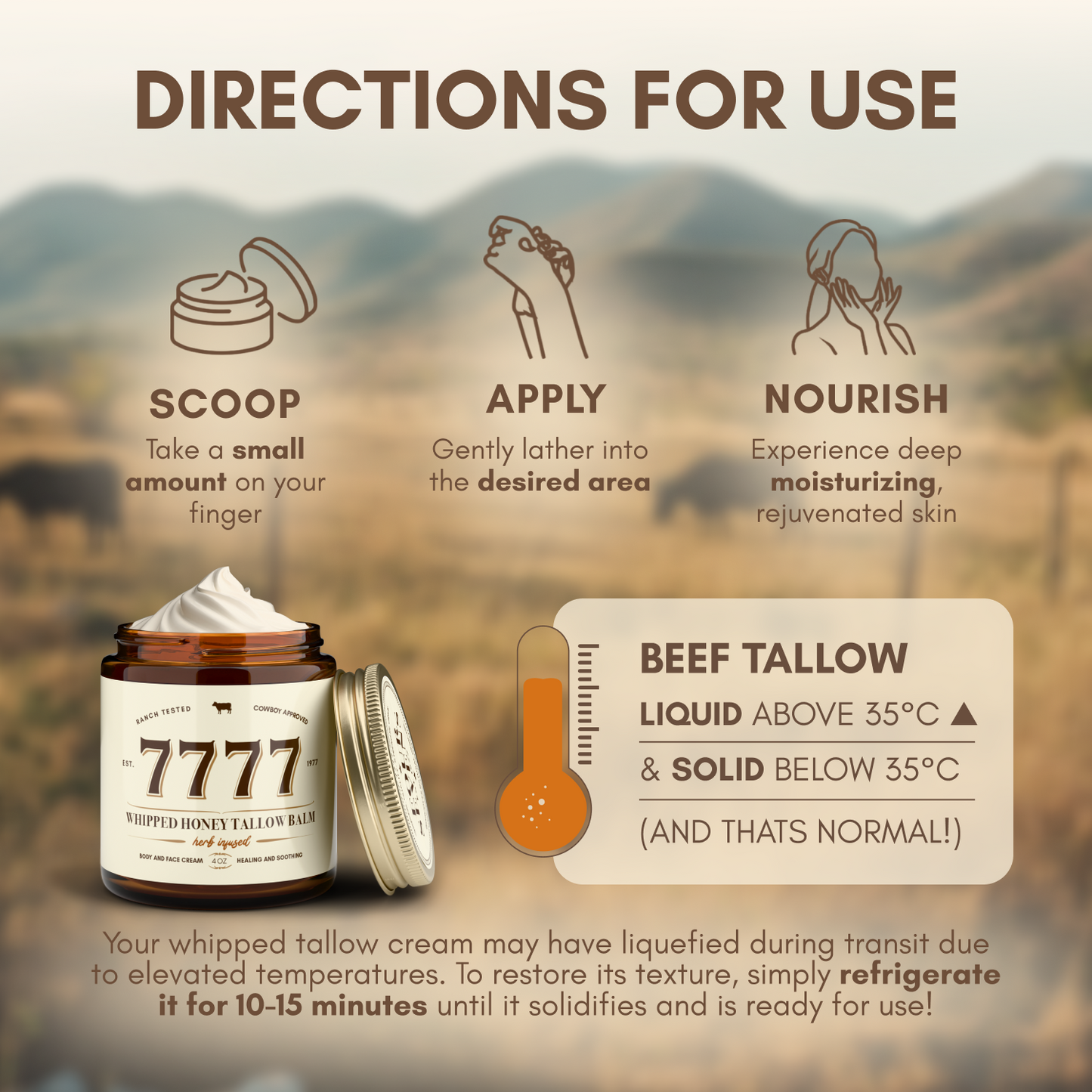 7777 Whipped Beef Tallow Honey Balm For Skin (Unscented/Herb-Infused) - 4oz
